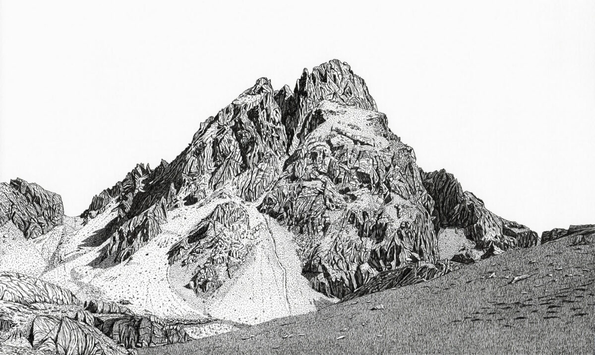 Dessin de la Tête des Brequets, Chambeyron, Mercantour